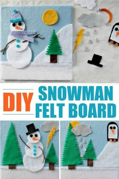 the snowman felt board is made with felt