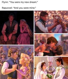 some disney characters are talking to each other and one is kissing the other's cheek