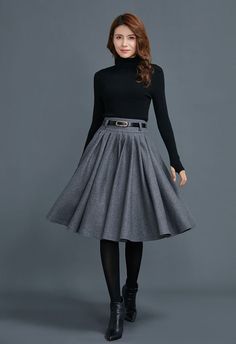 Knee Length Skirts Outfits, Midi Circle Skirt, Circular Skirt, Skirt Wool, Midi Skirt With Pockets, Skandinavian Fashion, Rock Outfit, Body Measurement, Skirt For Women