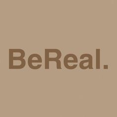 the word bereal is written in brown on a tan background