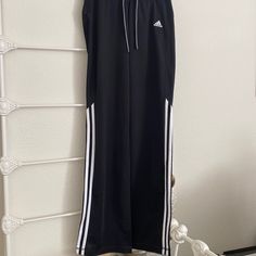 In New Condition Adidas Athlete Full-Length Pants. In Black Color And 3-Stripe White, A B&W String Tie On The Waist. Nice Weighted Material, Womens S. Cheap Gray Adidas Bottoms, Sport Pants Women, Sports Pants Women, Adidas Pants, Pants Women, Sport Pants, Pants Black, Black Adidas, Adidas Women