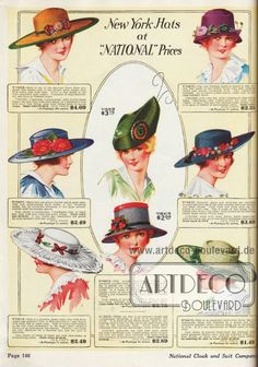 National Cloak & Suit Co. » Frühjahr/Sommer 1917 | ARTDECO BOULEVARD 1910s Hats, Edwardian Hats, Edwardian Hat, Tea Hats, Istoria Artei, Ladies Hats, Victorian Hats, Pretty Hats