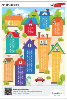 a poster with numbers and houses on it