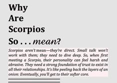 an article about scorpios is shown in the text above it and below it