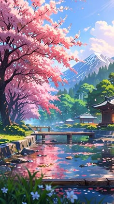 Anais Wallpaper, Cherry Blossom Drawing, Mountains Flowers, Cherry Blossom Japan, Vaporwave Wallpaper, Cherry Blossom Trees, Beautiful Scenery Photography, Flowers Photography Wallpaper