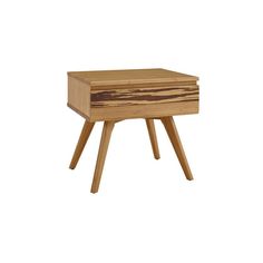 a small wooden table with two legs and a drawer on the top that is made out of wood