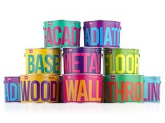 five different colored tins with the word'baze metal floor'in them