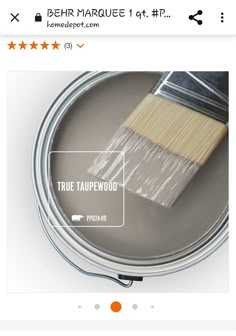 a paint can with a brush on top of it and the words true tapewood