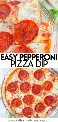 easy pepperoni pizza dip is the perfect appetizer to serve at any party