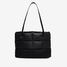 Puff up your style with voluminous flare. A large main compartment with a cinch closure helps keep your stuff secure, and an internal slip pocket helps keep you organized. Nike Tote Bag, Nike Tote Bags, Nylon Bag, Black Tote Bag, Nike Sportswear, Black Nikes, Christmas List, The Bag, Your Style