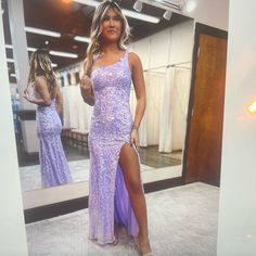 Extra Small Lavender Floral Sequin Prom Dress With Slit Lavender Prom Dresses Long, Lavender Sparkly Dress, Purple Grad Dresses, Light Purple Prom Dresses, Purple Prom Dresses Long, Purple Hoco Dress, Sparkly Long Dress, Lavender Prom Dress Long, Lavender Homecoming Dress