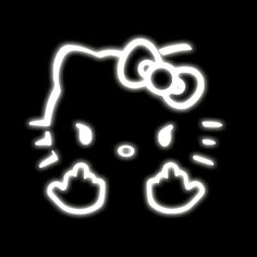 an image of a neon hello kitty face