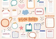 a bunch of different items that are on top of a sheet of paper with the words vision