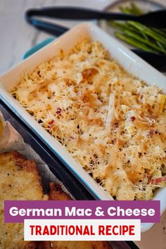 a casserole dish with grated cheese on top