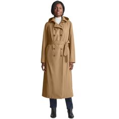 A timeless raincoat to span the seasons. Detachable hood and tie waist. Water resistant. Fully lined. Belted Raincoat For Fall, Beige Raincoat For Winter, Beige Winter Raincoat, Beige Hooded Raincoat For Fall, Hooded Beige Raincoat For Fall, Mackintosh Raincoat, Rain Slicker, Rain Coats, Long Denim Jacket