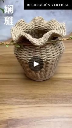 the video is showing how to make a basket with rope and yarn, as well as instructions