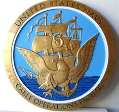 the seal of the united states navy is on display