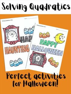 two halloween coloring pages with the words happy and happy on them