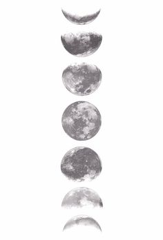 four phases of the moon in black and white