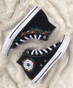 Customised Converse, Floral Embroidery Shoes, 1970s Shoes, Converse 1970s, Custom Converse, Classy Shoes