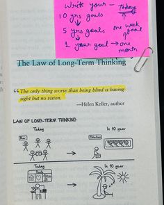 an open book with writing on it and a pink sticky note attached to the page