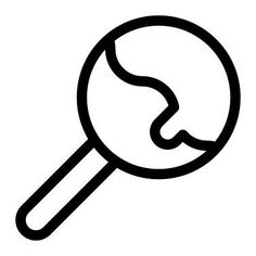 a magnifying glass with a curved line on the bottom and an arrow in the middle