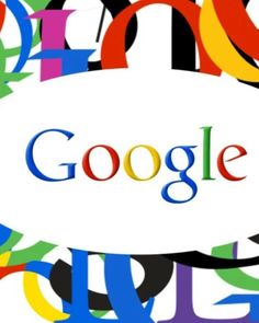 the google logo is surrounded by multicolored letters