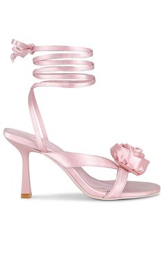 Find LOVERS AND FRIENDS Bette Heel In Pink on Editorialist. Lovers and Friends Bette Heel in Pink. - size 10 (also in 5.5, 6.5, 7.5, 8, 8.5, 9, 9.5) Lovers and Friends Bette Heel in Pink. - size 10 (also in 5.5, 6.5, 7.5, 8, 8.5, 9, 9.5) Satin upper with manmade sole. Made in China. Ankle wrap tie closure. Leather footbed and lining. Tonal satin rosette at vamp. Strappy design. Almond toe. Approx 90mm/ 3.5 inch heel. LOVF-WZ98. LFSH622 H23. Constantly inspired by the laid back Los Angeles lifest Pink Block Heels, Dressy Attire, Black Boyfriend, Latest Sandal, Los Angeles Lifestyle, Leather Lingerie, Ankle Wrap, Ballerina Shoes, Pink Heels