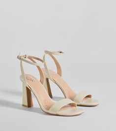 These perfect basic faux leather heels offer a pop of style for any outfit! They feature an almond toe, flared style block heel, a wrap-around adjustable ankle strap, and a luxe fit cushioned insole with breathability for ultimate comfort. Complete the look with a clutch purse.Fit & Features3.5" Block heelAlmond toeWrap-around adjustable ankle strap. buckle closureLuxe fit breathable cushioned insoleFaux leather materialRuns true to size Orange Homecoming Dresses, Purple Homecoming Dress, Homecoming Shoes, Green Homecoming Dresses, White Homecoming Dresses, Red Homecoming Dresses, Blue Homecoming Dresses, Formal Dresses With Sleeves, Bachelorette Outfits