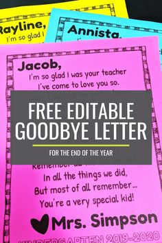 free editable goodbye letter for the end of the year from mrs simpson on teaching