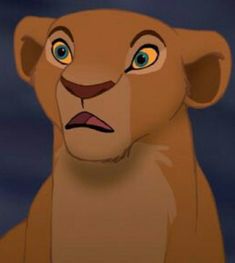 the animated lion is looking at something with an angry look on it's face