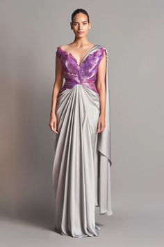 Metallic Saree, Amit Aggarwal, Saree Gowns, Stitched Saree, Backless Gown, Grey Saree, Gown For Women, Saree Gown, New Address