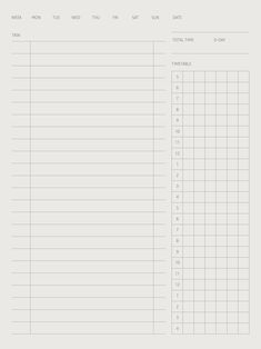 the printable workout log is shown in black and white