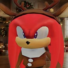 an image of a cartoon character with red hair and antlers on it's head