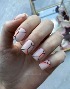 Neon Square Nails, Simple Short Square Nails, Square Nails Art, Nails Space, Manicure Pictures, Nail Polish Art Designs, Neon Acrylic Nails, Fancy Nail Art