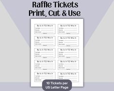 raffle tickets print out and use with the words raffle ticket, cut and use