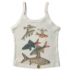 Cute Clothes Vintage, Island Cruise Outfits, Silly Clothes Aesthetic, Fish Outfit Aesthetic, Fish Themed Outfit, Cute Clothing Items, Cute Cami Tops, Dream Clothes T-shirts & Tank Tops, Black Tank Top Outfit Aesthetic