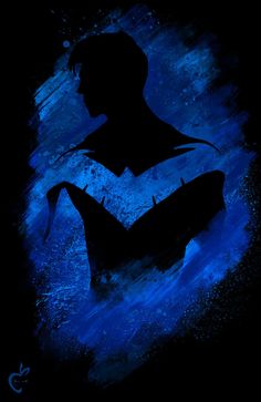 the silhouette of batman in blue and black