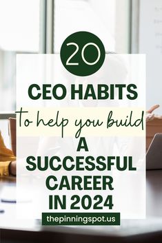 a woman sitting at a desk with her laptop and the words 20 co - habitts to help you build a successful career in 2021