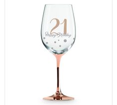 a wine glass with the number forty on it's side and an inscription that says happy