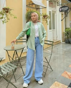 Olive Green Hijab Outfit, Summer Hijabi Outfits, Green Hijab Outfit, Summer Hijabi, Fesyen Islam, Hijab Fashion Summer, Hijabi Outfit, Street Hijab Fashion