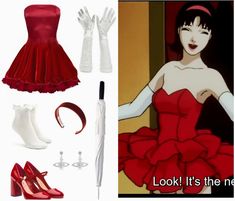 Mima Kirigoe Costume, Perfect Blue Mima Dress, Mima Costume, Cute Easy Cosplay Ideas, Perfect Blue Red Dress Anime, Perfect Blue Disfraz, Perfect Blue Halloween Costume, Mima Perfect Blue Cosplay, Mima Perfect Blue Costume