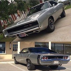 two pictures of the same car in different stages of being painted silver and then black