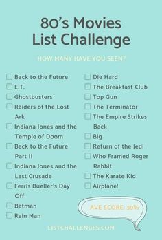 a list with the words'80s movies list challenge '