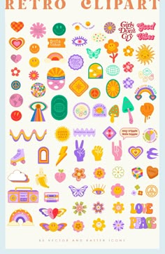 a poster with different types of stickers on it