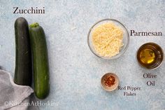 the ingredients to make zucchini and parmesan cheese