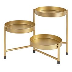 two gold trays with wheels on each side