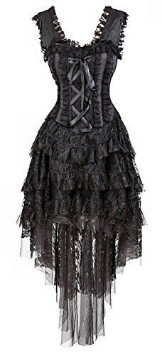 Steampunk - Kimring Womens Vintage Burlesque Saloon Girl Corset Dress Halloween Cancan Dancer Showgirl Moulin Rouge Costume Black X-Large Corset Dress Halloween, Cancan Dancer, Black Burlesque, Steampunk Corset Dress, Burlesque Vintage, Saloon Girl, Corset Steampunk, Girls Corset, Showgirl Costume