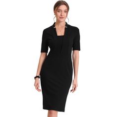 Allegra K Women's V Neck Short Sleeve Work Office Bodycon Midi Sheath Dress Royal Blue Small : Target Fitted V-neck Bodycon Dress For Office, Fitted V-neck Bodycon Dress For Work, Elegant Black Split Neck Dress, Elegant Short Sleeve V-neck Dress For Work, V-neck Fitted Bodycon Dress For Work, Elegant V-neck Dress With Notched Neckline For Office, V-neck Office Lady Dress For Business Casual, Fitted Dress With Notched Neckline For Work, Fitted V-neck Dress With Notched Neckline For Office