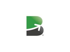 the letter b is made up of green leaves and black circles, with a white background